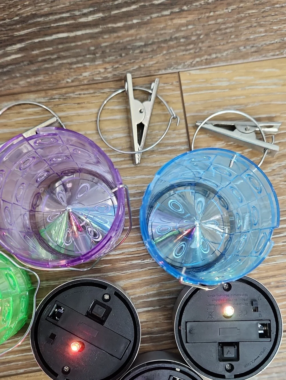 3 Mini Hanging Solar Lights Lanterns Blue Purple Green